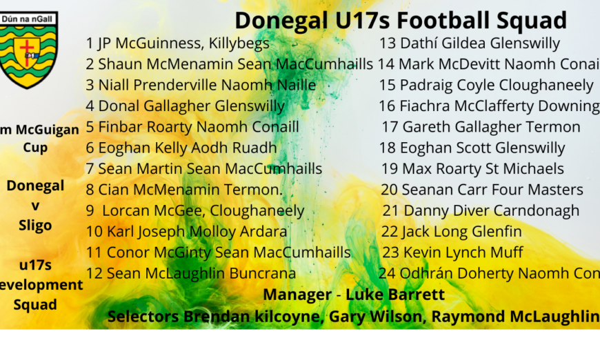Donegal squad named for Jim McGuigan Cup against Sligo