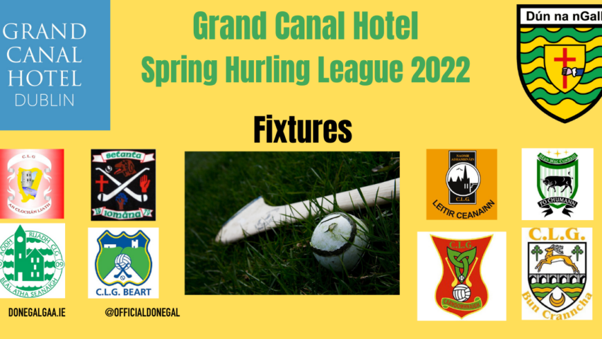 Round 2 of the Grand Canal Hotel Spring Hurling League tomorrow night with home games for Setanta, Sean MacCumhaills and Buncrana