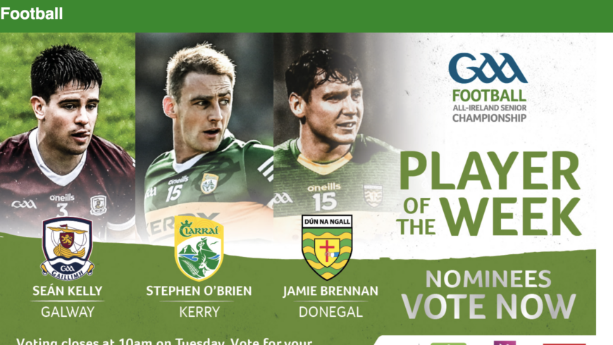 Jamie Brennan nominated for GAA Player of the Week