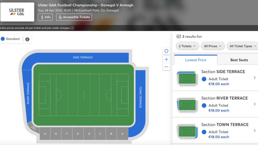 Terrace tickets still available for Ulster SFC Quarterfinal Donegal v Armagh