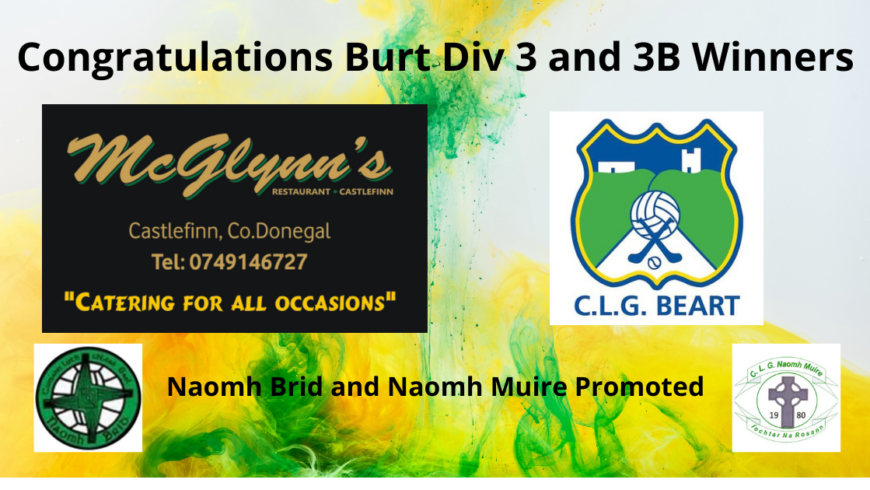 Congratulations Burt Division 3B winners 2022 agus Comhghairdeas Naomh Muire, promoted to Division 2