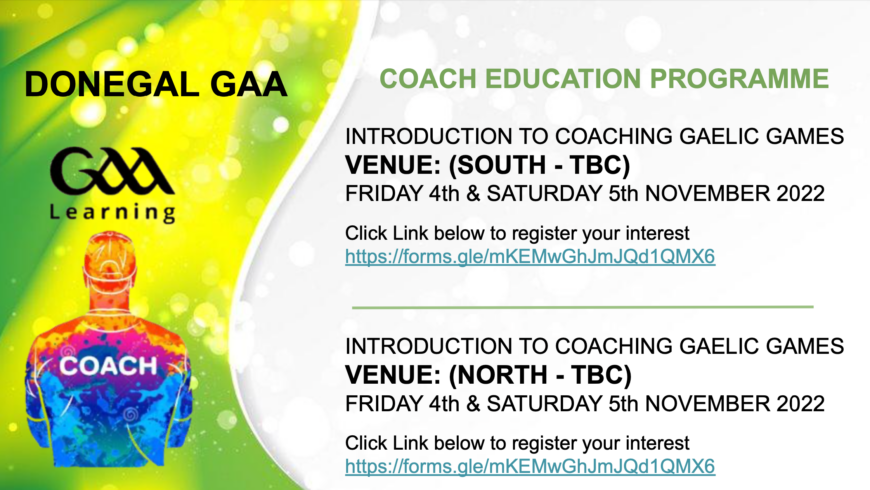 Three Coaching Courses across the first two weekends of November