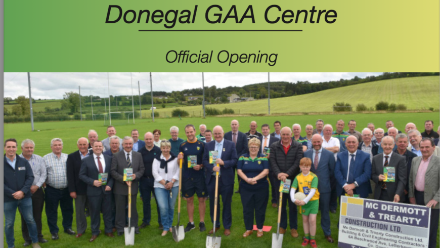 Official Opening of Donegal GAA Centre tomorrow, October 21