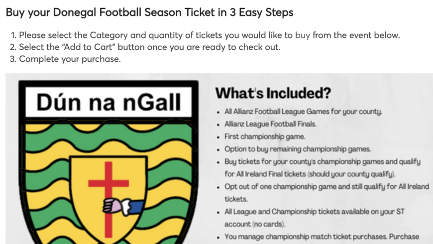 Donegal Season Tickets