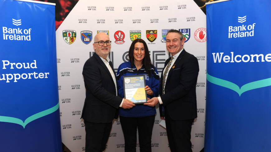 Naomh Conaill win prestigious Bank of Ireland Ulster GAA Community Support Award for Donegal and Ruairí Óg Cushendall are overall Ulster winners