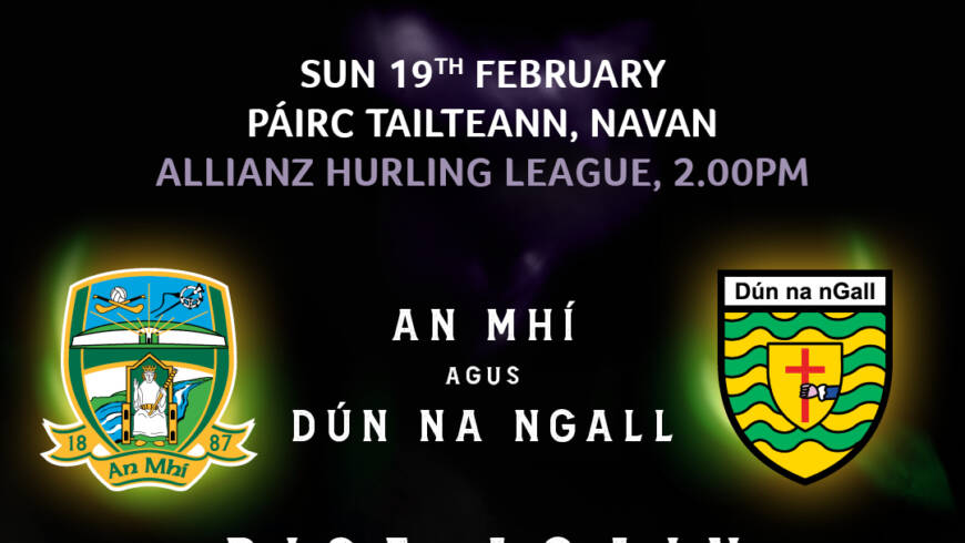 Clash of the top 2 in Navan as Donegal hurlers meet Meath