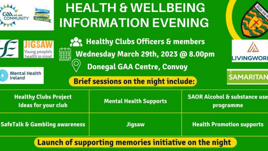 Donegal GAA Health and Wellbeing Information Evening