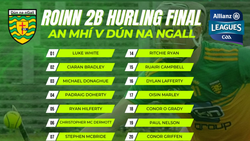 Donegal and Meath Squads for Roinn 2B Final on Sunday