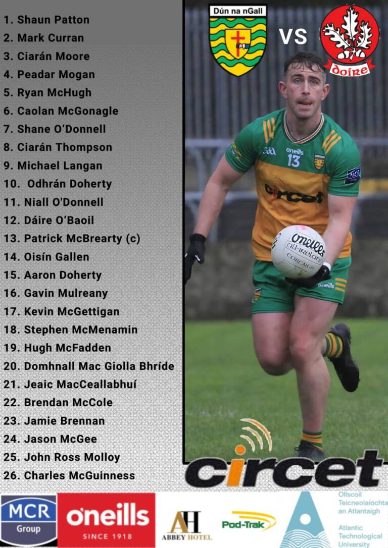 Ulster Championship 2024: Donegal Team To Play Derry 